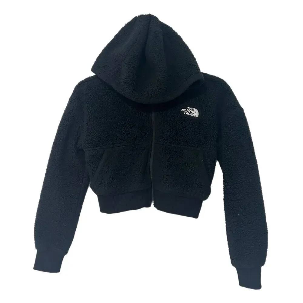 The North Face Kids Girls Black Suave Oso Hooded Fleece Coat Jacket Size S